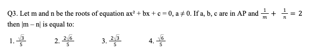 Quadratic Equations Question 3