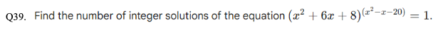 Quadratic Equations Question 39