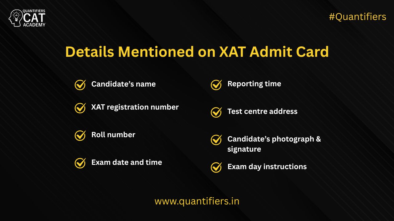 Details Mentioned on XAT Admit Card 2026