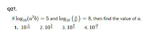 Logarithms Question 27