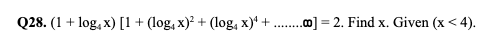 Logarithms Question 28