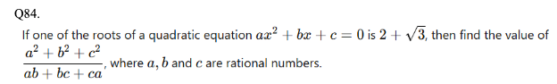 Quadratic Equations Question 84